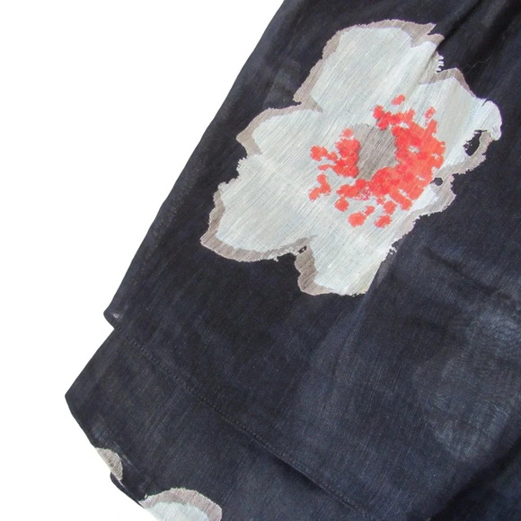 Isabel Marant Etoile Navy Double Layer Poppy Print MIni Skirt Size 40 Large Flaw - Picture 5 of 10